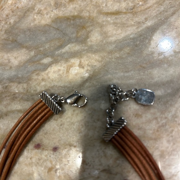 Ralph Lauren Turquoise Pendant Necklace with Brown Cord - Picture 4 of 5